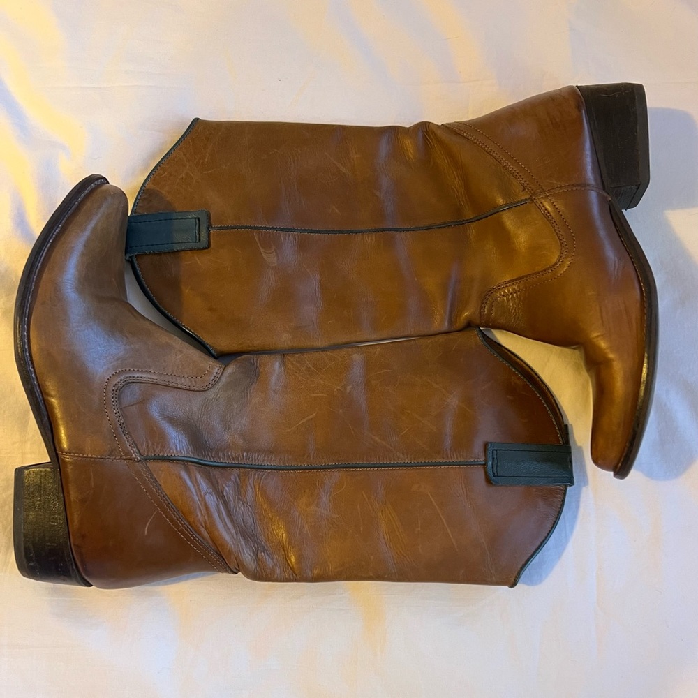 Brown Boots with Blue Trim